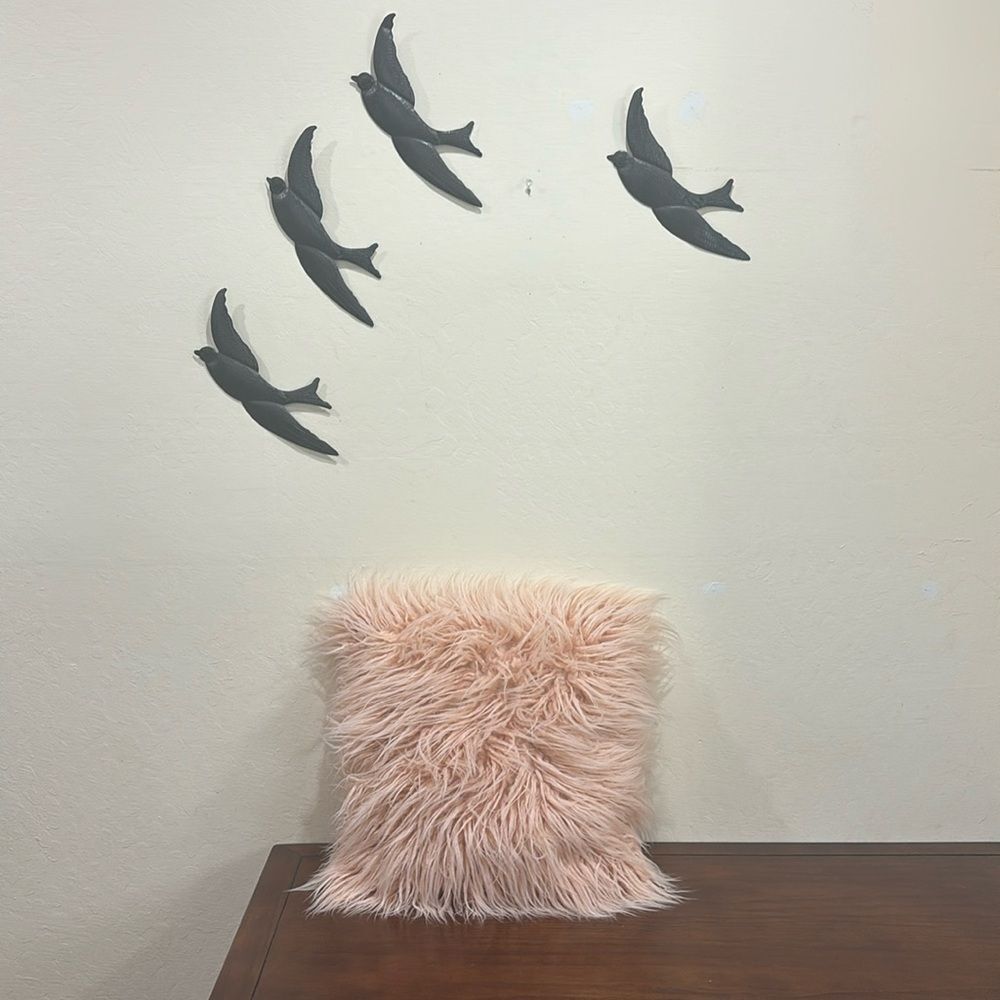 Phantoscope Peach Pink Faux Fur Pillow Cover & Insert ~ 18" X 18"